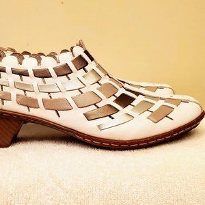 Rieker Women's, Sina Slip-On  White, Platinum & Silver Size 38